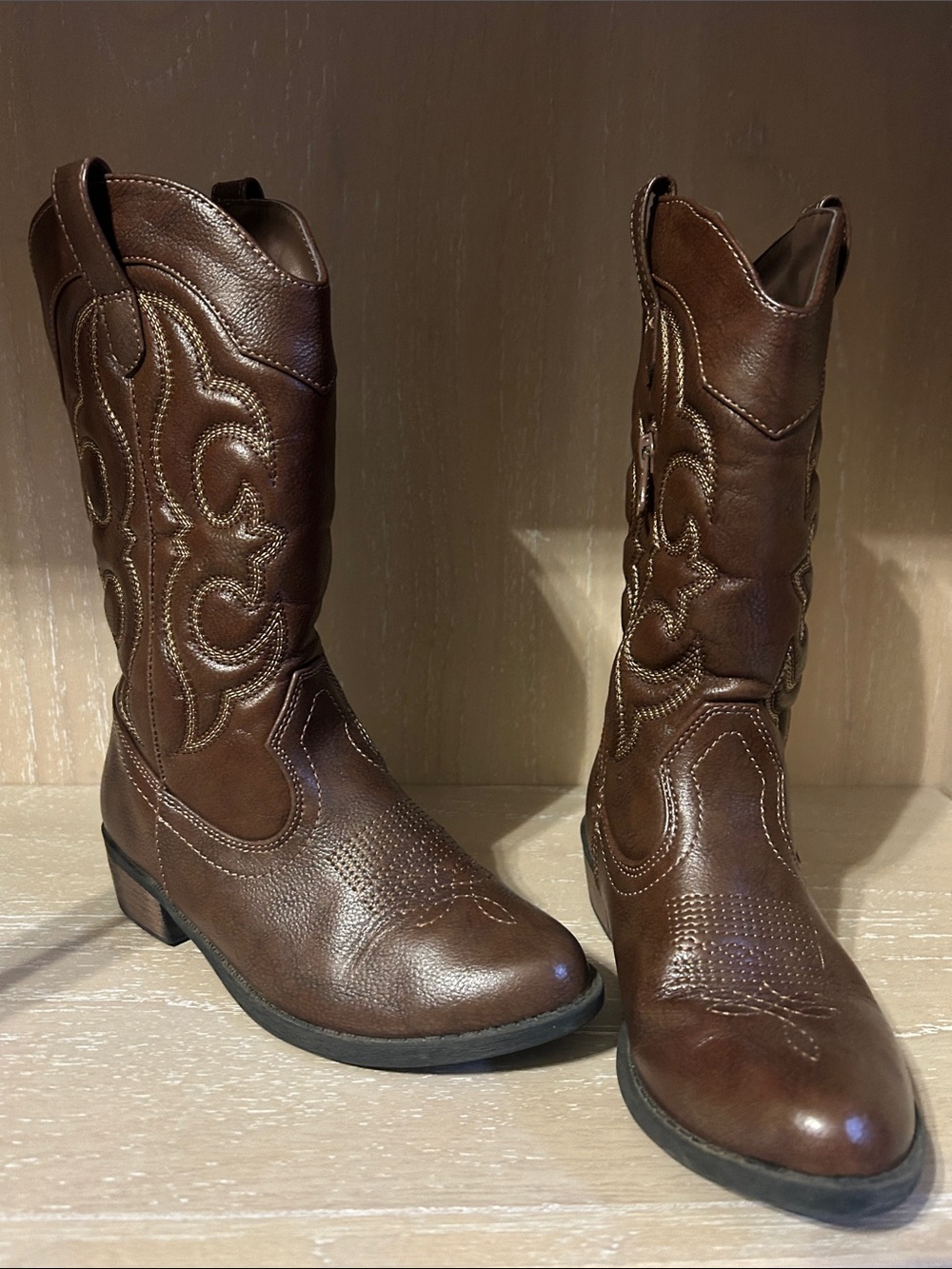 Classic Brown Leather Western Cowboy Boots